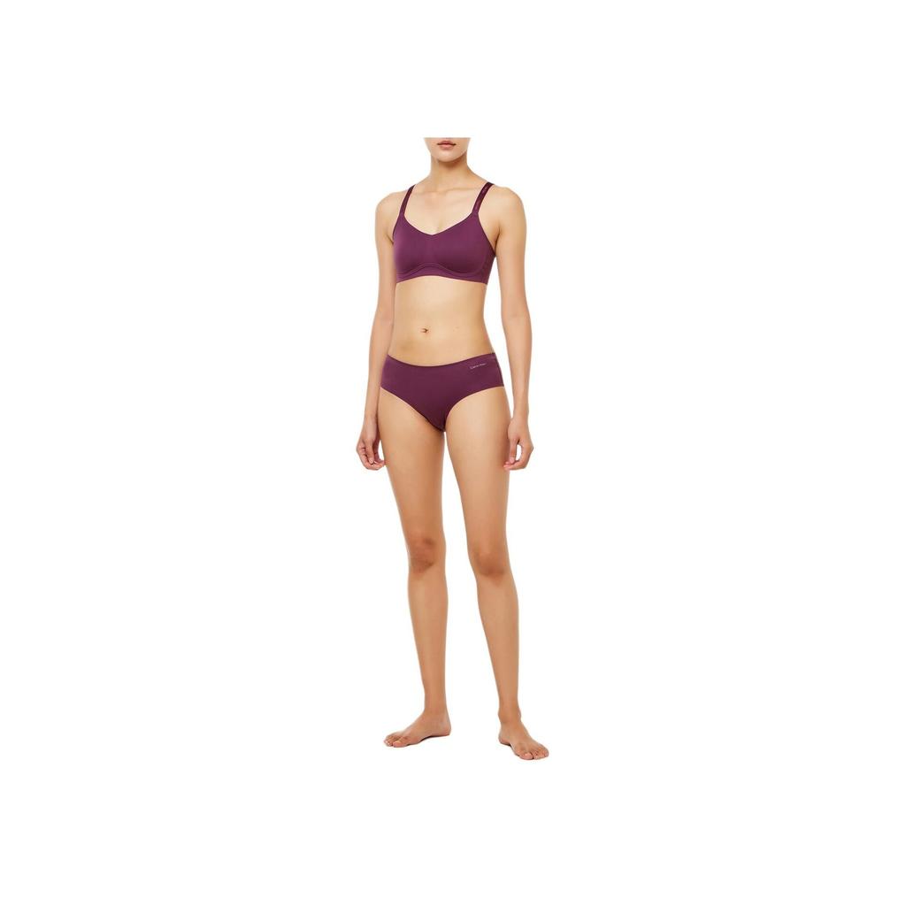 Calvin Klein Soft Comfortable Solid Color Simple Bra Women Underwear Burgundy QF7939AD-VER