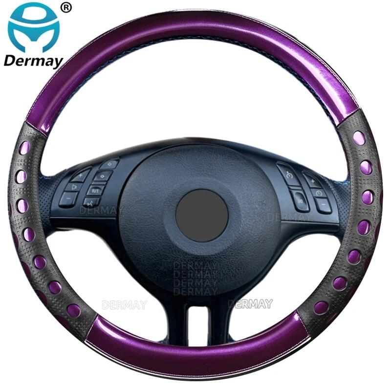 For BMW E46 3 Series M3 DERMAY Car Steering Wheel Cover Microfiber Leather+Carbon Fiber 16 Colors High Quality Auto Accessories