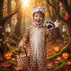 Kids Costume with Backpack and Flame Design, Futuristic Role Play Outfit for Stage Performances