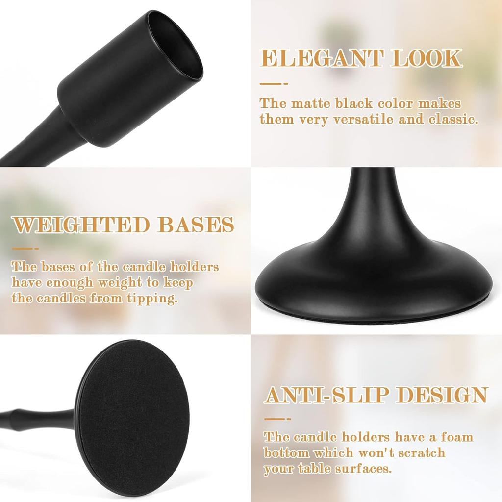 Matte Black Taper Candle Holder Set of 3 Black Candlestick Holders Modern Farmhouse Candle Stick Candle Holder for Candlesticks for Wedding Christmas