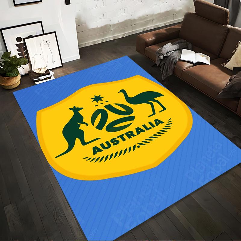 Australia Kangaroo and Emu Emblem Non-slip rug suitable for living room and bedroom sofas.