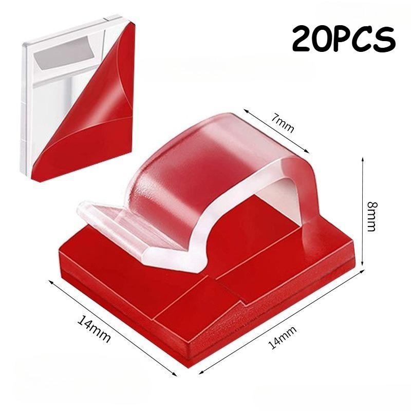 

20pcs Transparent Adhesive Cable Clips - Reusable Self-Stick Cord Organizer with Strong Adhesive Backing, Plastic-like Hold