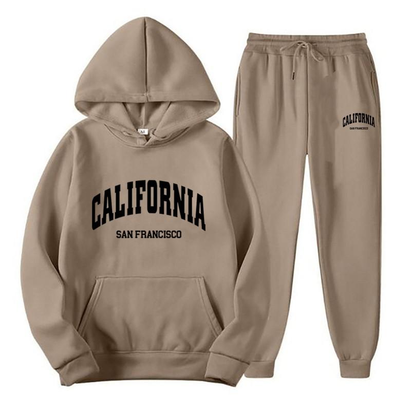 Unisex Oversized Hoodie Jogger Set Men Women Casual Sportswear Cotton Blend Warm Fleece Lined