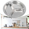Stainless Steel Plate Dish Round Divided Food Dinner Camping Picnic Tableware
