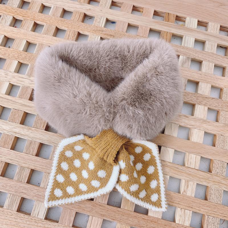 Cute Winter Scarf For Children Faux Fur Plush Collar Dot Kids Girl Scarves Warm Thick Solid Color Snow Outdoor Neck Warmer