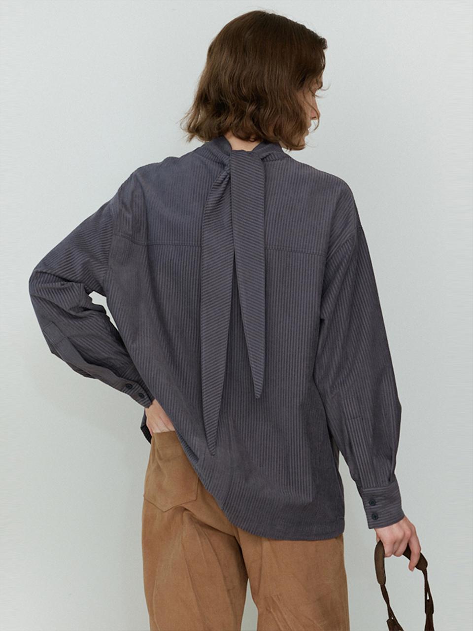 The Rye Scarf Neck Blouse(Charcoal) Charcoal/Free