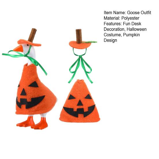 Pumpkin Goose Costume 7 Inch Desk Goose Outfit Halloween Cute Pumpkin Attire with Hat for Tabletop Goose Magnetic Goose Statue Key Holder