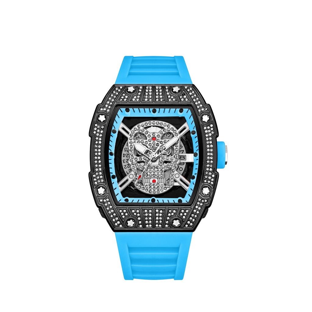 Diamond-Encrusted Gypsy Star Fashion Personality Hollow Gold Ghost Head Wind High-End Luminous Calendar Men'S Watch