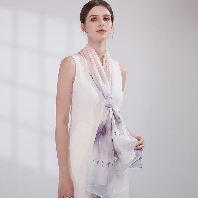 Shanghai Story New Mulberry Silk Scarf Women's Summer Thin Versatile Printed Shawl Mom Gift Scarf