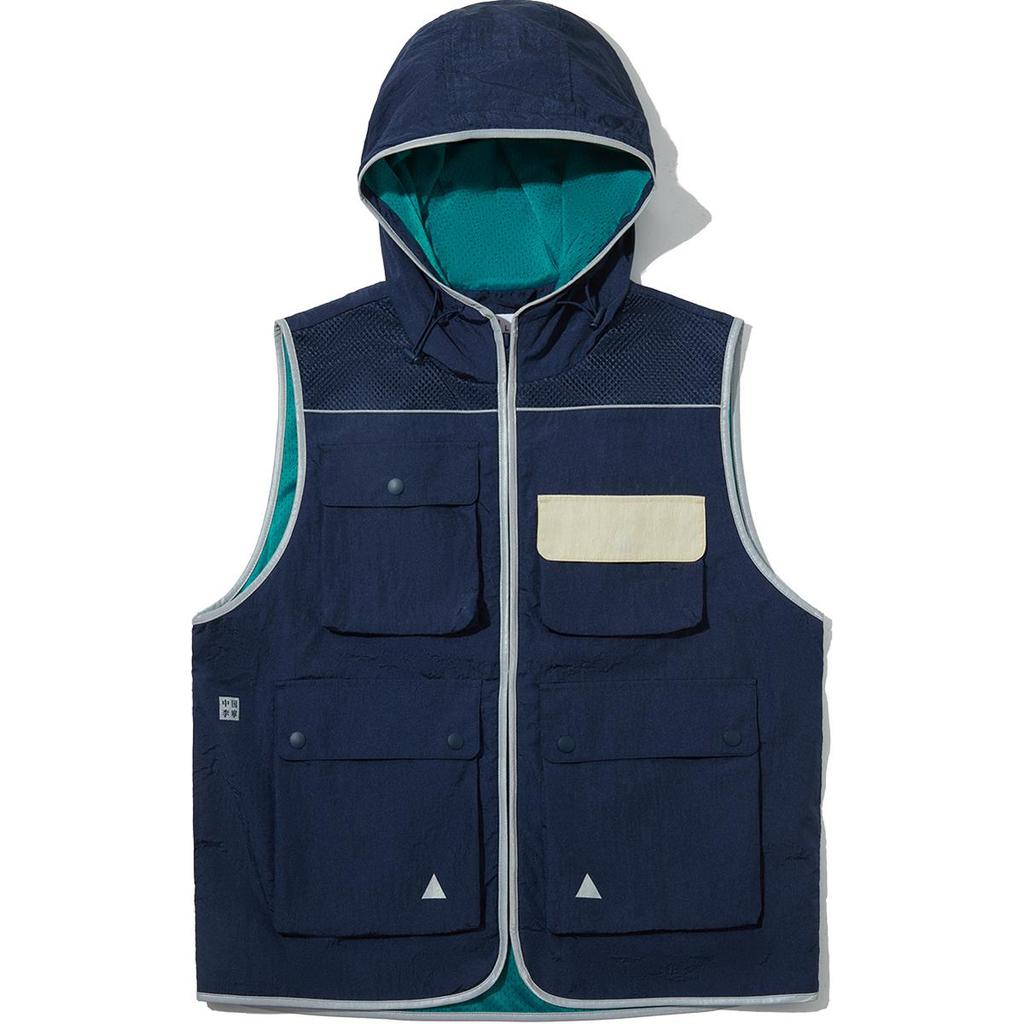 Li Ning Outdoor Series Loose Fit Hooded Zipper Sleeveless Vest Unisex Vests Navy-Blue AMDU087-1