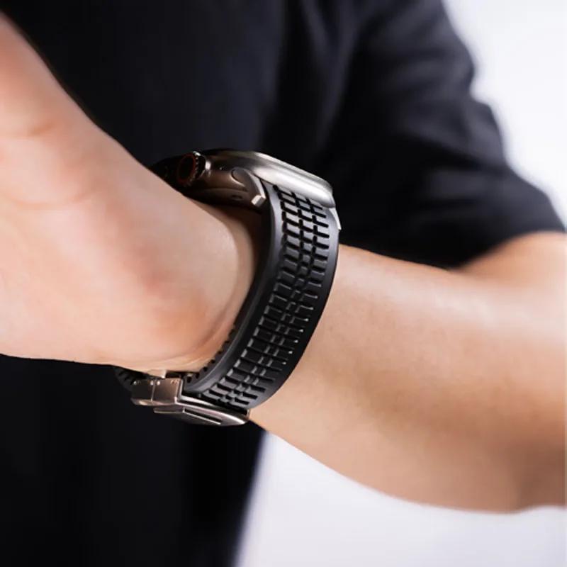 Luxury Silicone Strap For Apple Watch Ultra 3/2/1 49mm Series 11/10 46mm Sport Bracelet Wristband iWatch 9 8 7 6 5 SE 45mm 44mm