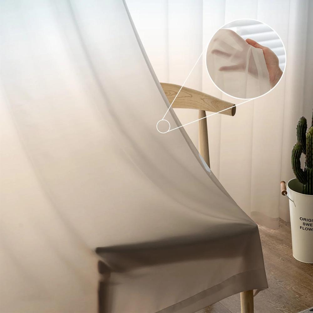 Teal Green Khaki Gradient Sheer Curtains for Living Room Decoration Window Curtains for Kitchen Tulle Voile Organza Curtains