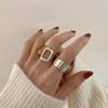 S925 Sterling Silver Adjustable Geometric Square Ring - Fashionable Korean Style for Women