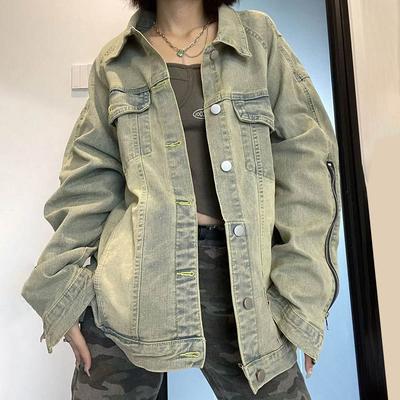 Jeansjacke Damen Plus Size Reißverschluss Lose Knopfjacke Damen Bequemer Sport-Freizeitmantel