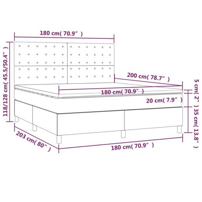 VidaXL Sommier à Lattes de Lit avec Matelas et LED, Lit Rembourré, Lit Double, Lit Adulte de Chambre à Coucher Intérieur, 3136379