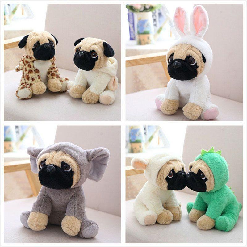 Adorable Large Plush Toys 8" Pug Dog In 7 Unique Costumes Cuddly Soft Toy