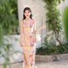 New Chinese sleeveless cheongsam 1011 new women's summer daily wear young floral dress temperament is beautiful
