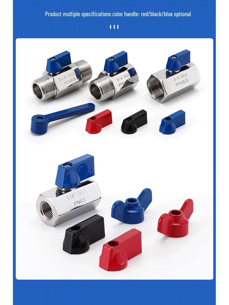 304 Stainless Steel Mini Ball Valve: Male To Female Thread, 4-Point/2-Point Switch.