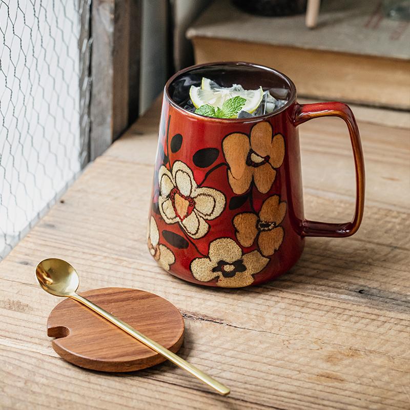 Office Large Mug Chinese Style Hand-painted Mug Ceramic Cup