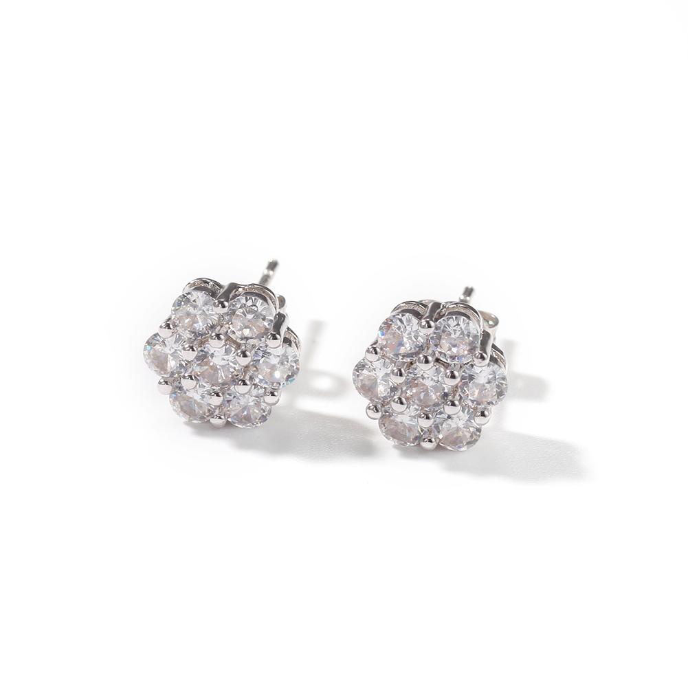 UWIN Sparkle Bling Cluster CZ Flower Shape Earrings Stud Screw Back Jubliee Earrings for Women flower stud серебряный