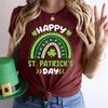 2026 Happy St Patrick Day T-shirt For Women Solid Color Simple Street Fashion T Shirts 3D Print Graphic Festival Lucky Tee Top