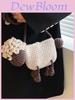 Woolen Knit Cartoon Sheep Crossbody Bag With Phone Pocket For Casual Daily Use