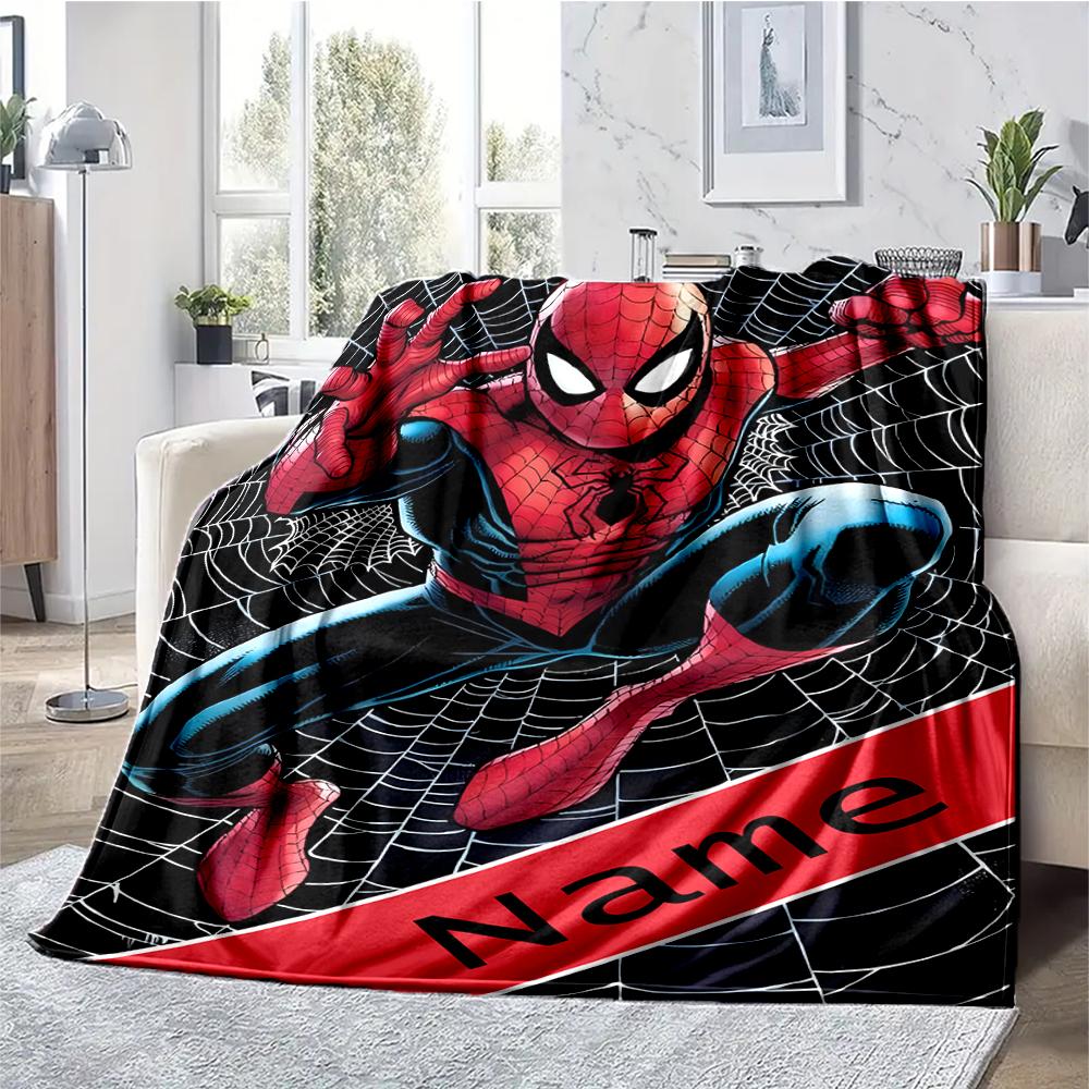 Custom Name Spider Man Theme Printed Blanket - Perfect for Couch, Bed, Travel & Outdoor Use | Machine Washable, Cozy & Durable.