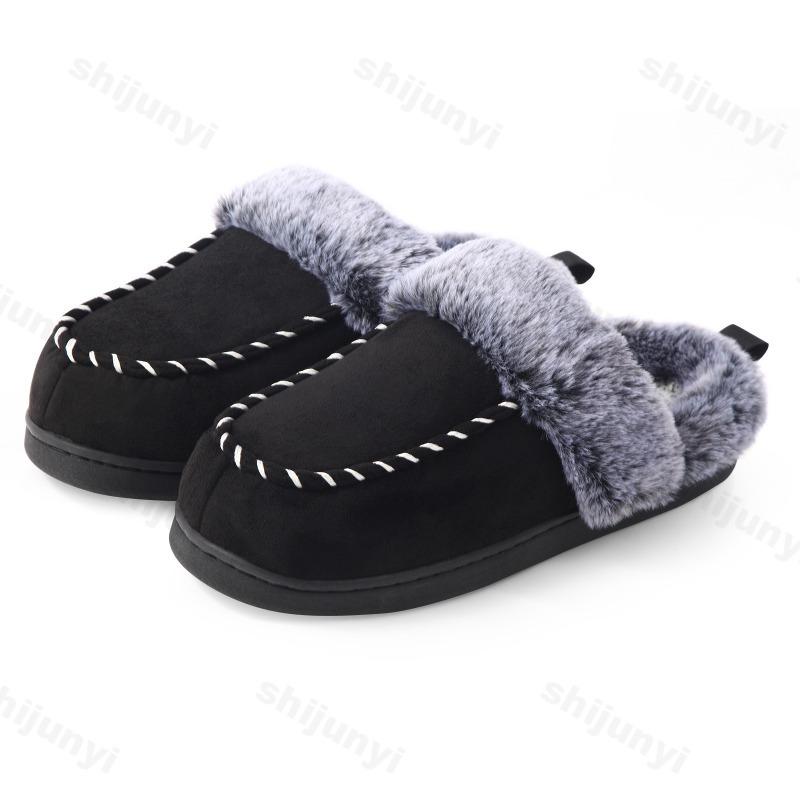 Fashion 2025 New Winter Men's Fashion Trend Retro Casual Soft Soled Plush Shoes Comfortable Warm Slip on Thick Cotton Platform Slippers