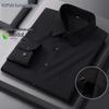 ROMON Men's Solid Color Wrinkle-Free Long Sleeve Formal Shirt