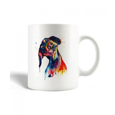 Mug En Céramique - - Chien Coloré - 30cl - Compatible Lave-Vaisselle - Artisanat Multicolore