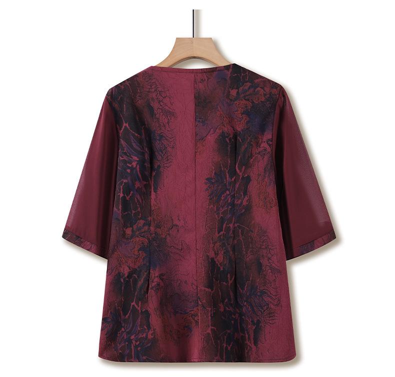 Plus Size Summer Slimming Two-Piece Set for Middle-Aged and Elderly Women