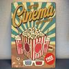 Retro Cinema Movie Nights Popcorn D Glasses Metal Tin Sign Wall Decor for Home Theater Bar Man Cave