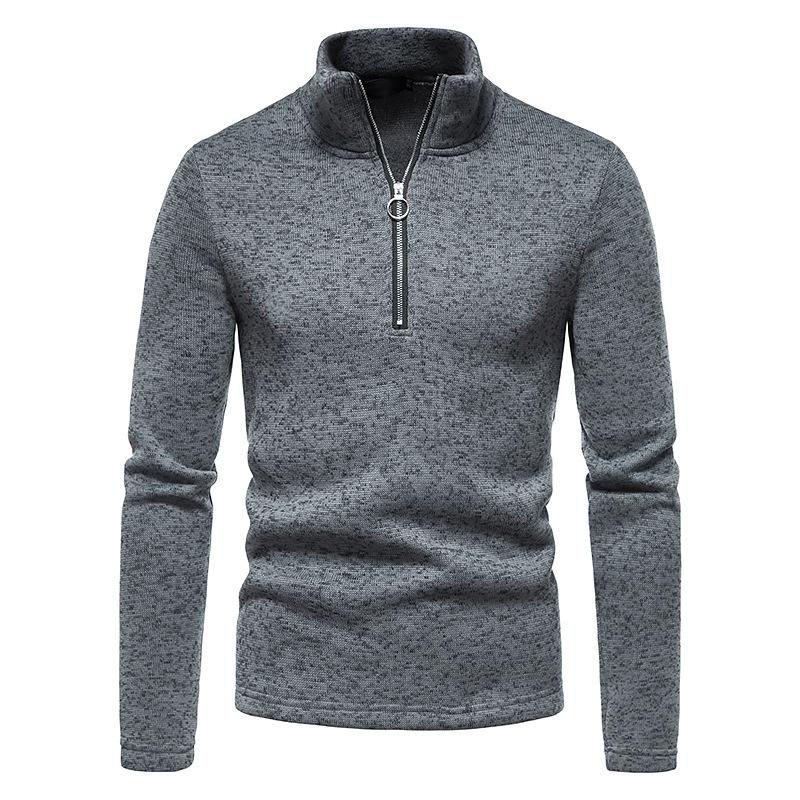 Men's Half Zipper Sweaters Pullover Man Sweatshir Spring Solid Color Turtleneck Swewatshirts
