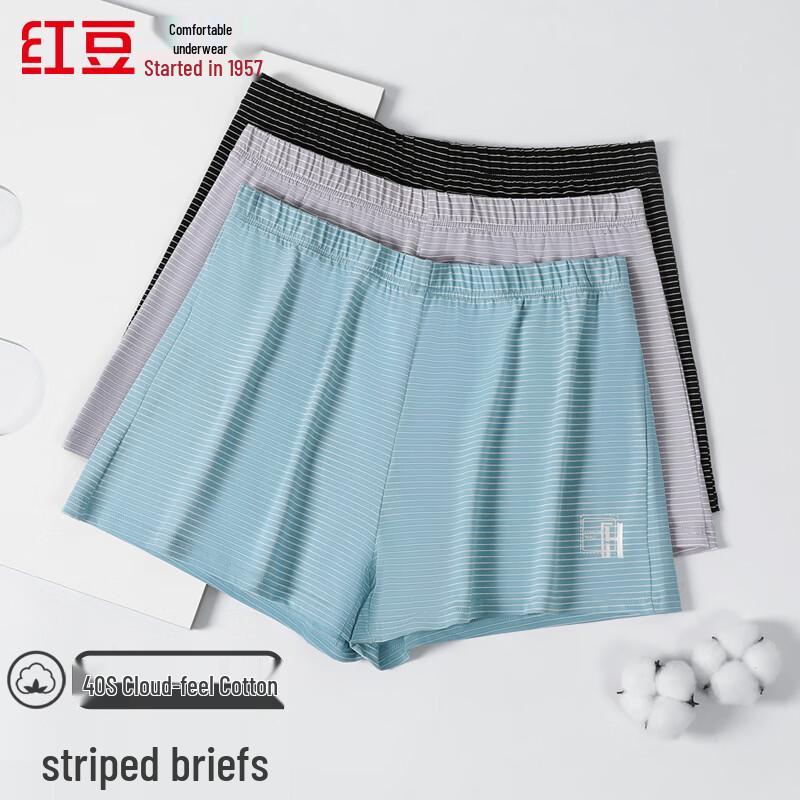 Hodo Men's 40S Cotton-Spandex Striped Boxer Briefs 3-Pack