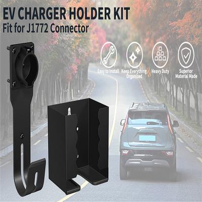 Soporte para Cargador de Vehículo Eléctrico Kit de Montaje en Pared Funda para Cargador de VE Base para Conector SAE J1772 Gancho en J Soporte para Cable de Cargador de VE