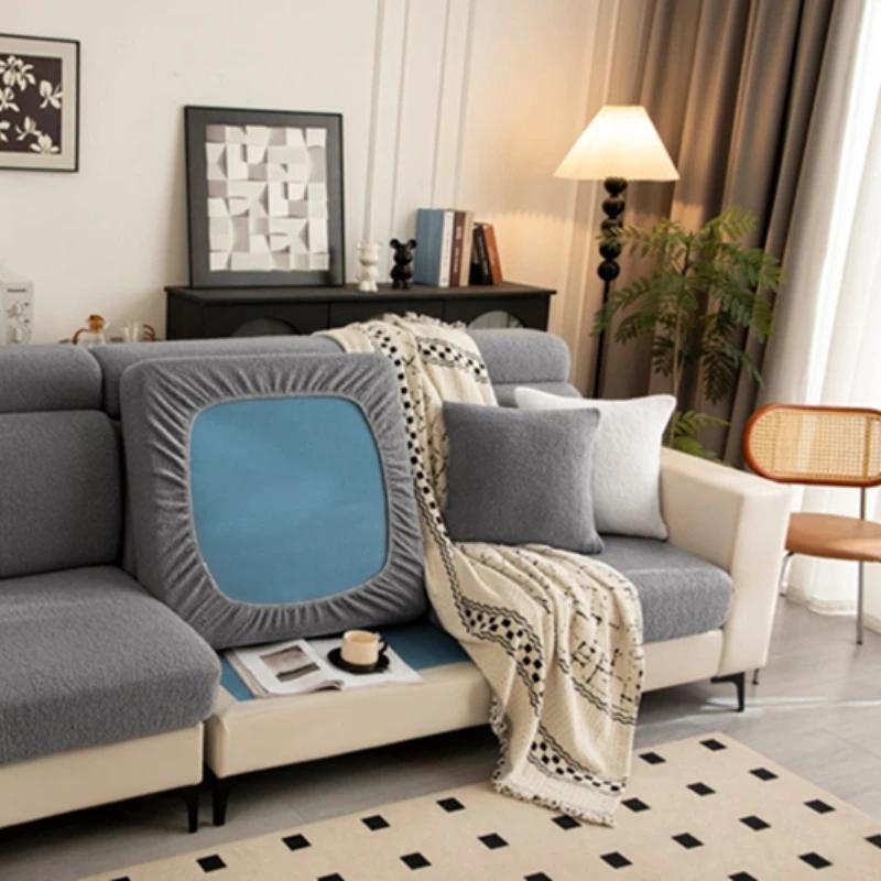 Thickened Teddy Fleece Sofa Cover Protector Non-Slip Luxury Soft Fleece Sofa Slipcover Universal Stretchable Fleece Couch Cover