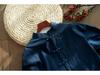 Men's 2025 Spring Silver Buckle Overlap Coat - Retro Chinese Style with Frog Buttons, Loose Casual Fit, Roll-Up Sleeves