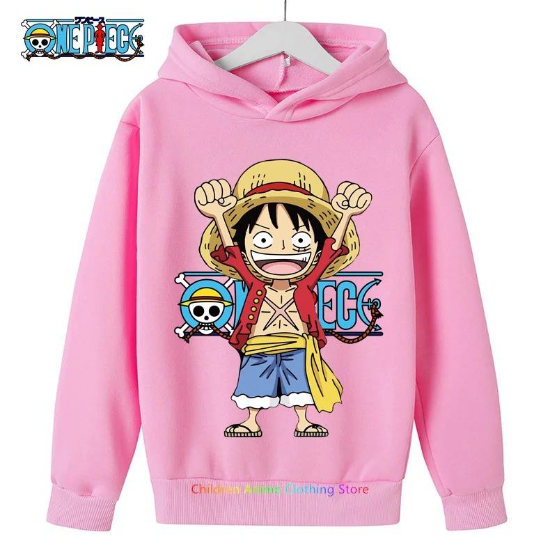 

Толстовка с капюшоном Anime Luffy для детей, цельный свитшот, пальто для мальчиков и девочек, теплый свитер, осенняя одежда 120