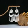Retro Miao Silver Tassel Earrings: Ethnic Yunnan Long Dangle Women's Jewelry
