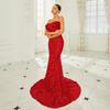 Europäisches & Amerikanisches schulterfreies Pailletten-Abendkleid - elegantes Bandeau-Brautjungfernkleid.