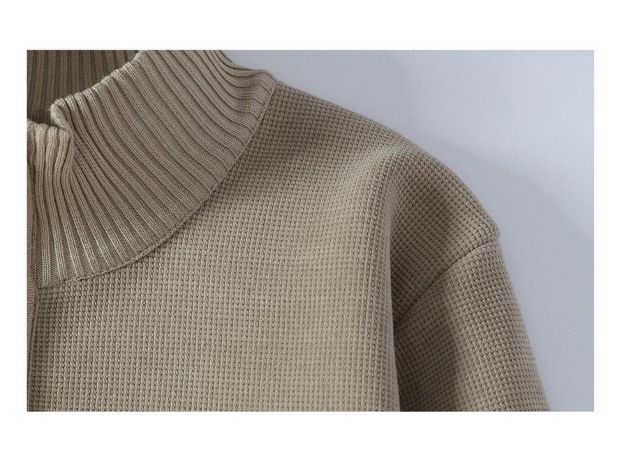 Men's Trendy Woolen Half-Zip Sweater with Velvet Lining - Warm Stand Collar Knitwear