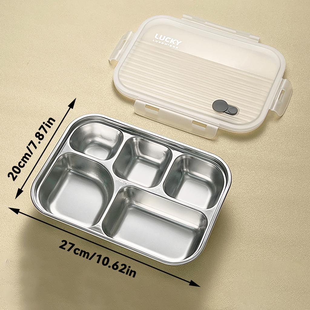 4/5 přihrádkový jídelní talíř s víkem Velkokapacitní 304 nerezová ocel Obědový box Děti Studenti Nepropustná obědová nádoba