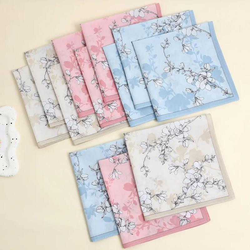 3-Pack Women Hankies Colorful Bridal Handkerchiefs Mother's Day Gifts Women's Handkerchief Washable Pure Cotton