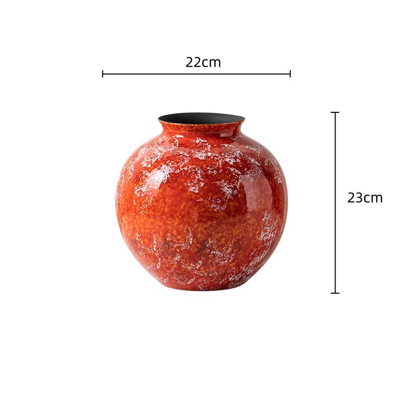 Ceramic Vase Red Porcelain Bottle The Kiln Turns Red Glaze Flower Vase Flower Arranger Terrarium Home Decoration Accessories