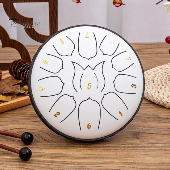 Steel Tongue Drum Set Ethereal Drum with Bag Sticks Music Book Drum Holder Sound Healing Hand Drum for Meditation Yoga Chakra Music Therapy