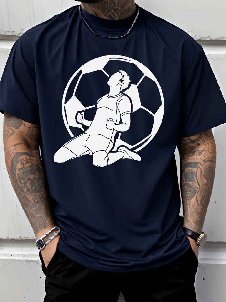 Unisex Summer Cotton Tee Football Soccer Player Celebration Silhouette Graphic Sports Fan Casual Short Sleeve Daily Fashion Top