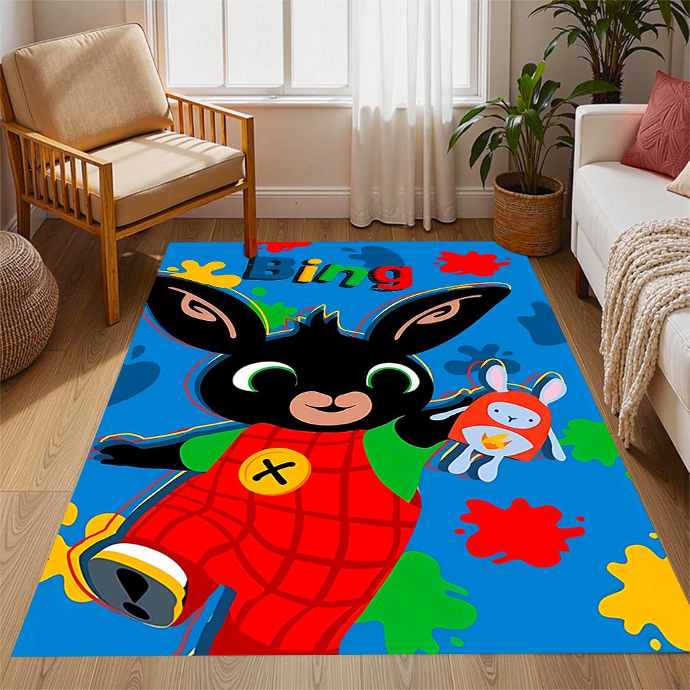 Bing's Colorful Adventure Themed Anti-Slip Rugs - Polyester Home Decor, Suitable for Bedrooms, Living Rooms, Doorways, Studios, and Decorations
