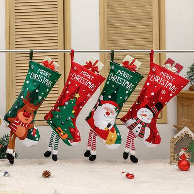 Christmas Hanging Stockings Set - Reusable Non-Woven Santa Snowman Gift Sacks for Tree Fireplace Slavic Decor