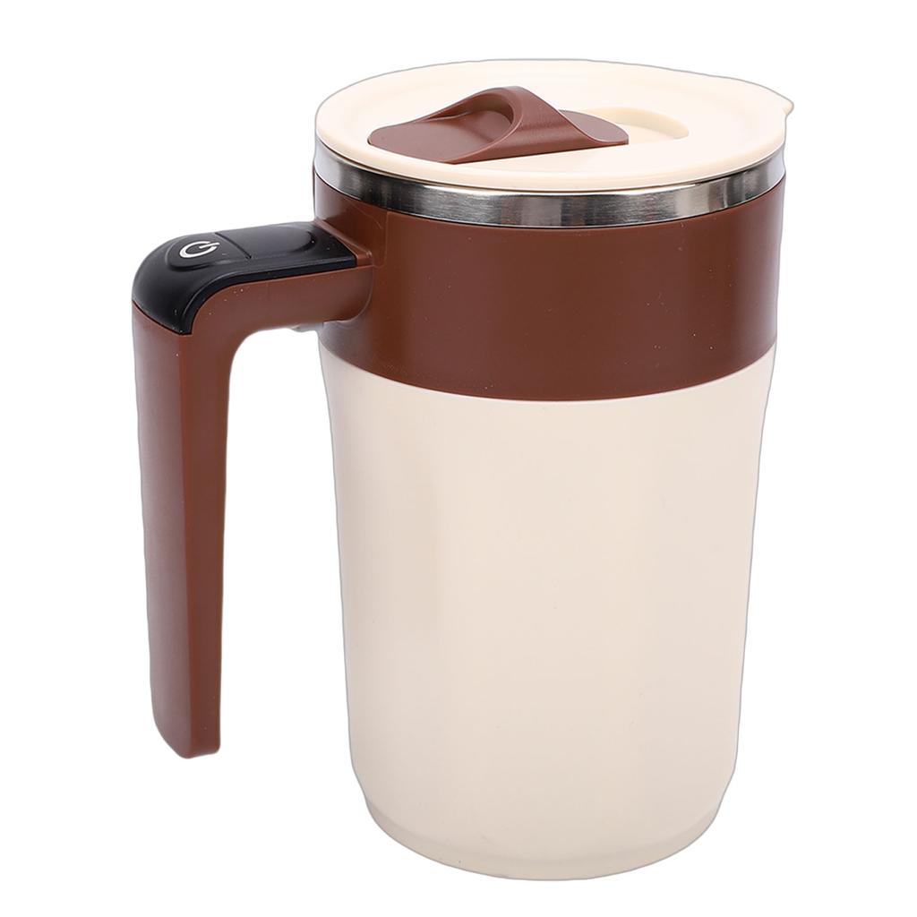   Self Stirring Coffee Mug with Temperature Display Rechargeable Automatic Magnetic Stirring Cup for   Travel Stainless Steel Beige Brown  