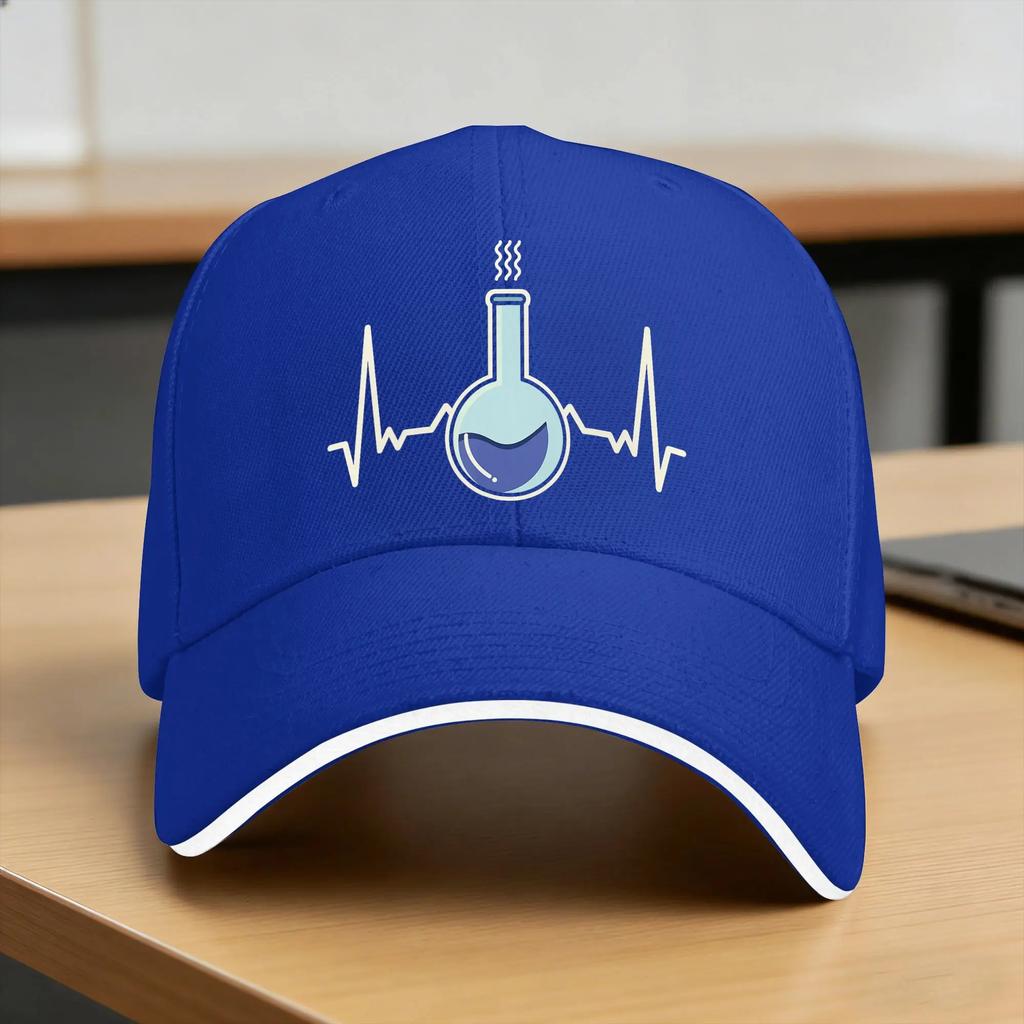 I Love Chemistry Laboratory Heartbeat Test Tube Chemist Baseball Cap Design Print Hip Hop Hats Summer Fishing Baseball Caps